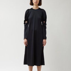 COMME DES GARÇONS Triacetate Polyester Tricot Puff Sleeve Cut Out Dress Medium